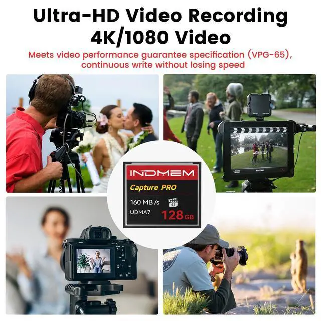 Alt view image 4 of 5 - CF Card 128GB Memory Card High Speed UDMA Up to 160MB/s Camera Cards Designed for Photographers & Videographers,Support High-Speed Continuous Shooting or 4K Video Recording (Black-128G)