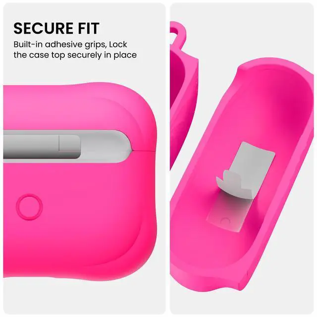 Alt view image 4 of 5 - ORNARTO Vortuxe for AirPods Pro 2 Case - 2X MIL-STD Drop Protection, Liquid Silicone Shockproof Cover with Carabiner, Sleek Aesthetic Case for AirPods Pro 2nd / 1st Generation-Hot