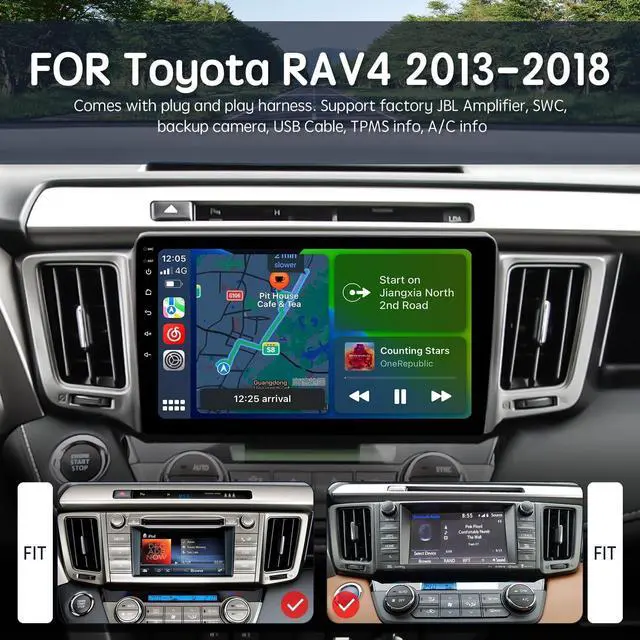 Alt view image 2 of 5 - ViaBecs Android 13 6G+128G Wireless Apple Carplay Radio for Toyota RAV4 2013-2018,10.2 Inch QLED HD Touch Screen Car Stereo with Android Auto, 5GHz WiFi, 48EQ DSP, AM FM, Mirror Link Bluetooth