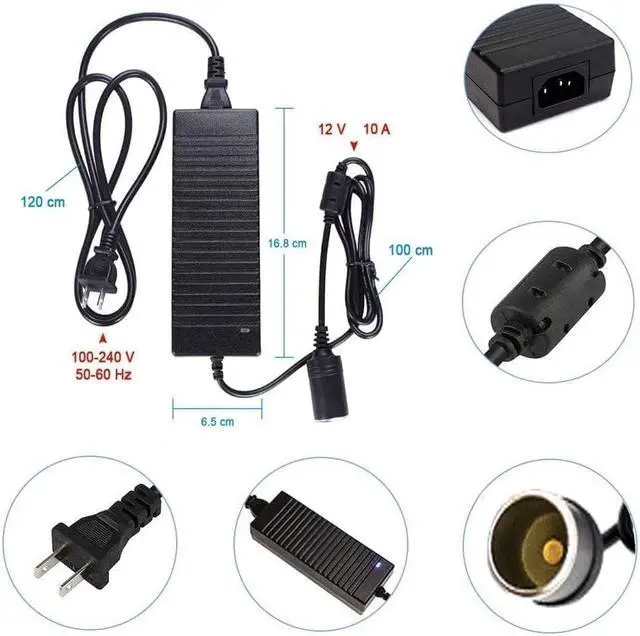 Alt view image 4 of 5 - FIRE BULL110V240V to 12V 10A 120W AC/DC Adapter with Car Cigarette Lighter Socket for Car Refrigerator and 12V Automotive Devices