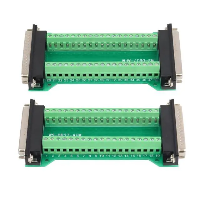 Alt view image 2 of 5 - Willwewon 2PCS DB37 Male to Female Terminal Breakout Board, RS232 D-SUB Serial to 37 Pin in One Breakout Board Solderless Port Terminal Block Gender Changer