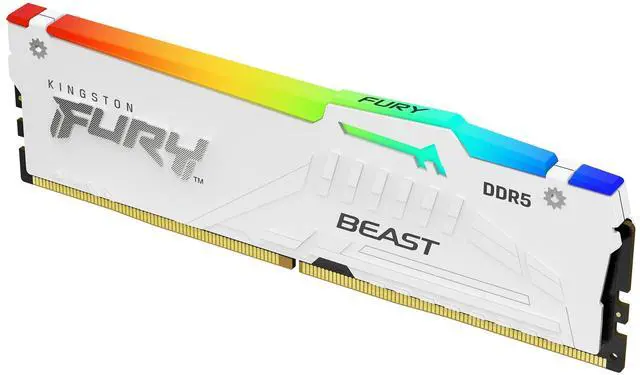 Main image of Kingston FURY Beast White RGB 32GB (2x16GB) 5600MT/s CL40 DDR5 XMP DIMM ^^ Infrared Syncing ^^ FURY CTRL Software ^^ Overclocking ^^ Intel XMP 3.0 ^^ Kit of 2 ^^ KF556C40BWAK2-32