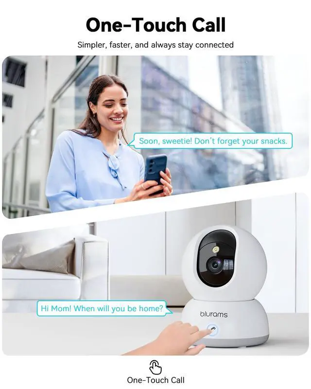 Alt view image 3 of 5 - blurams Cameras for Home Security, 2K Pet Camera with Phone App, 360 PTZ Indoor Cameras, 2-Way Talk, Motion Tracking, Color/IR Night Vision, Compatible with Alexa, 8MP, Wi-Fi 6