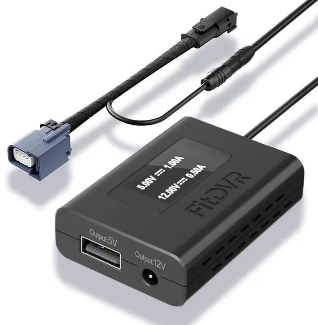Main image of FitDVR Dash Camera Power Adapter (4-Pin) for Jeep Gladiator JT 2020 2021 2022 2023 & Wrangler JL 2018-2023, LED Display USB Power Source, Easy to Install, 5V 12V Output, D3-062