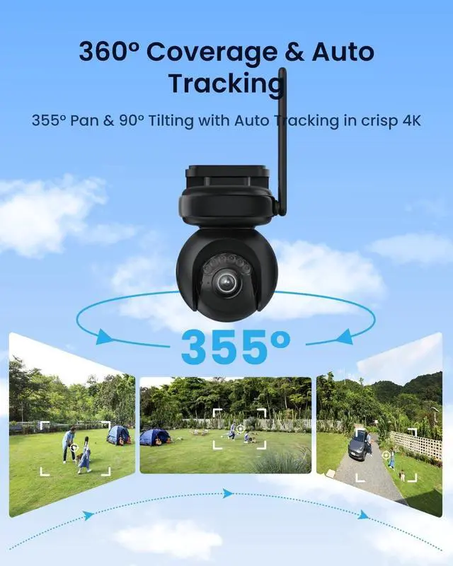 Alt view image 5 of 5 - REOLINK Altas PT Ultra Black - 4K Solar Security Cameras Wireless Outdoor, 500 Days Battery Life, ColorX Night Vision, 360 Pan Tilt Auto Tracking, Dual-Band Wi-Fi 6 Cameras for Home Secur