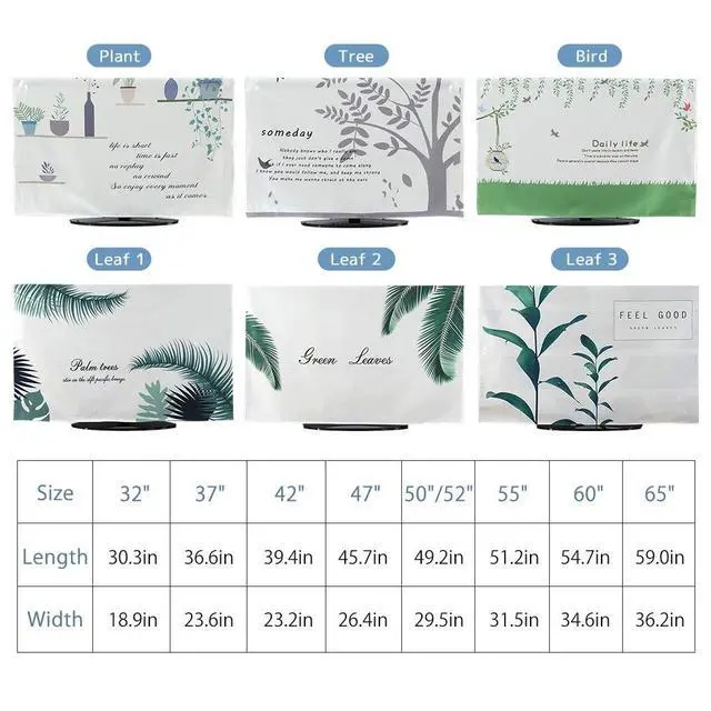 Alt view image 2 of 5 - TINTON LIFE Premium Quality Wrinkle Free Polycotton Indoor TV Dustproof Cover Cloth(Leaf 1, 65")