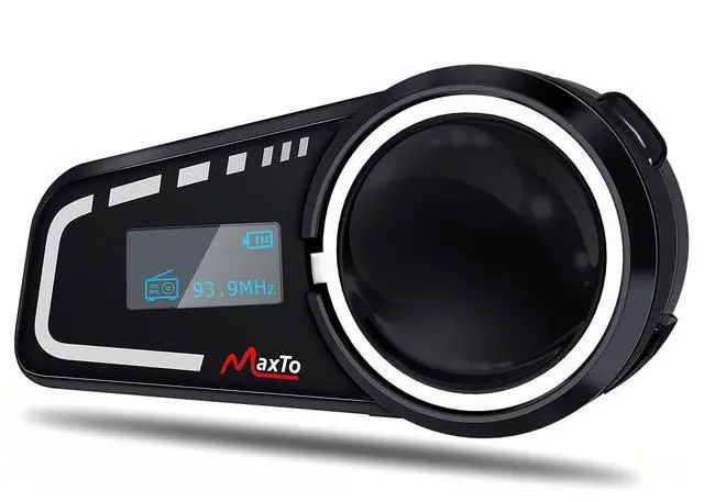 Alt view image 2 of 5 - MAXTO M2C Motorcycle Bluetooth Headset, 1000M 6-Way Group Helmet Intercom Communication System with LCD Screen, IP65 Waterproof, FM, Dual Phone Connection, Noise Reduction, Soft and Hard Mic, 1 Pack