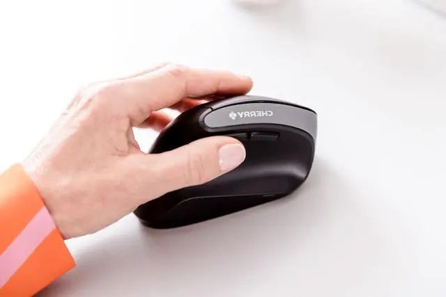 Alt view image 2 of 5 - Cherry MW 4500 - Ergonomic Wireless Mouse - Left-Handed - 1200 dpi - Thumb Buttons - Extra Small Nano Receiver, Black (JW-4550)