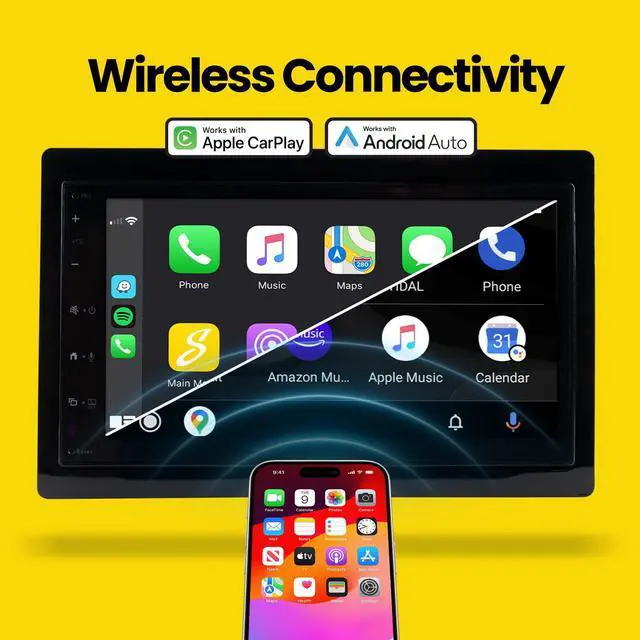 Alt view image 4 of 5 - Stinger Ford F-150 (2009-14) 6.8 HD Touchscreen Double DIN Car Radio Head Unit, Wireless Apple CarPlay & Android Auto, Bluetooth, USB Charging, Camera Inputs, SWC, Plug & Play Stereo Dash Kit