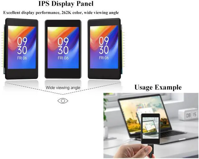 Alt view image 4 of 5 - ESP32-S3 2inch Capacitive Touch Display Development Board, 240320 Pixels, IPS Panel, 32-bit LX7 Dual-core Processor, Supports WiFi & Bluetooth, ESP32 with Display, Comes with OV560 Camera
