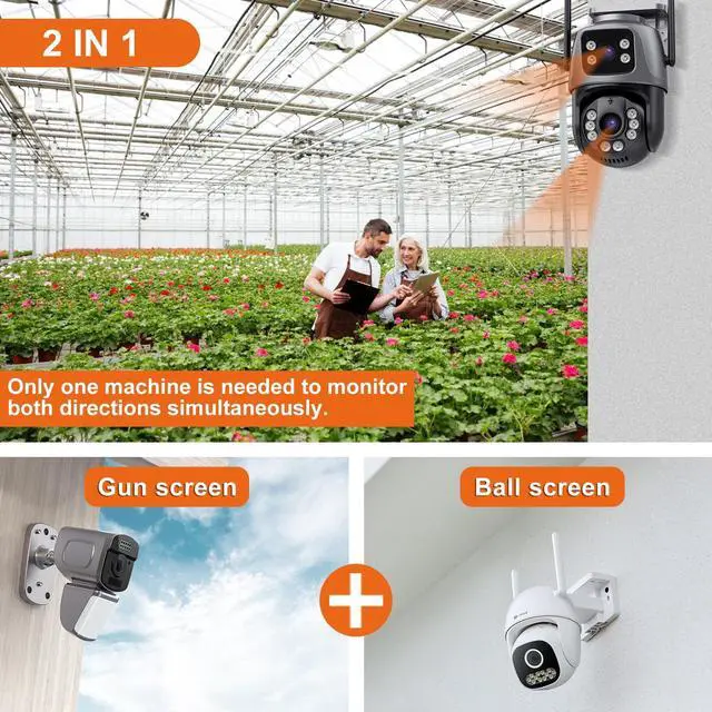 Alt view image 2 of 5 - Security Outside Camera Wireless 2.4G WiFi Home Indoor Security Cameras Dual Lens Linkage 360View 4MP Two-Way Talk,AI Detection,Full-Color Night Vision,Auto Tracking,Light Alarm,24/7 Recording