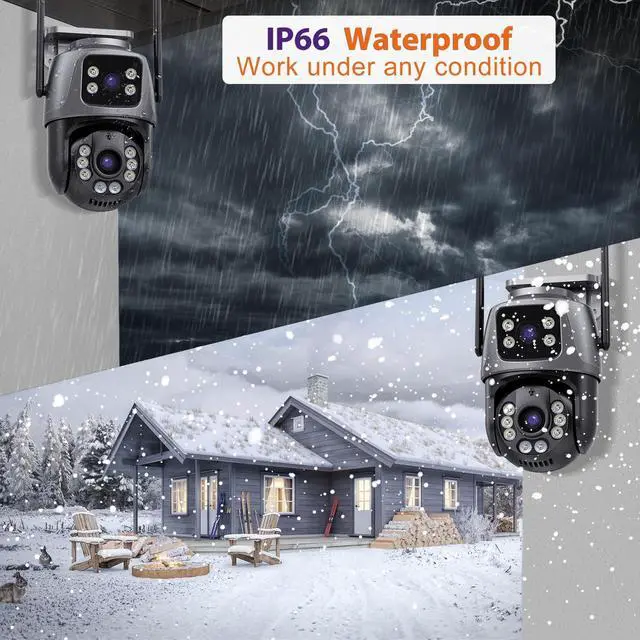 Alt view image 3 of 5 - Security Outside Camera Wireless 2.4G WiFi Home Indoor Security Cameras Dual Lens Linkage 360View 4MP Two-Way Talk,AI Detection,Full-Color Night Vision,Auto Tracking,Light Alarm,24/7 Recording