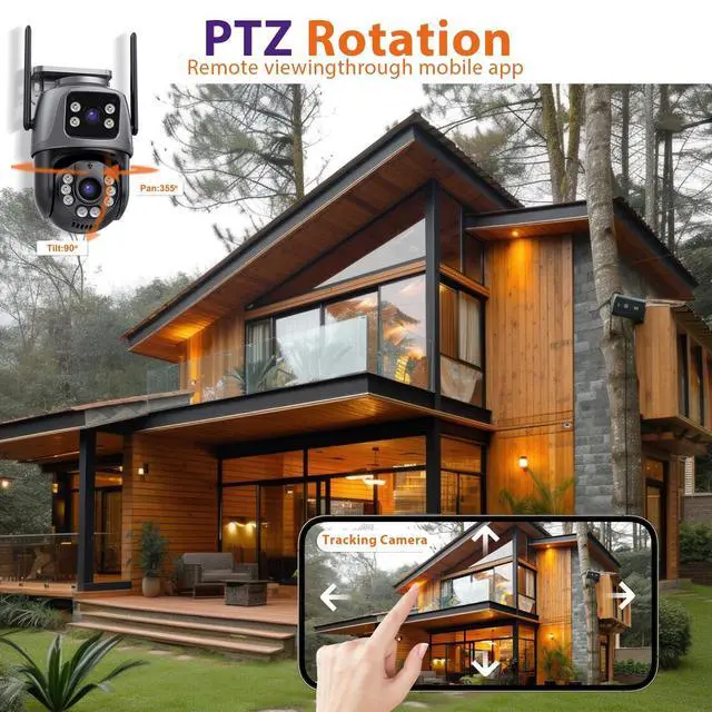 Alt view image 5 of 5 - Security Outside Camera Wireless 2.4G WiFi Home Indoor Security Cameras Dual Lens Linkage 360View 4MP Two-Way Talk,AI Detection,Full-Color Night Vision,Auto Tracking,Light Alarm,24/7 Recording