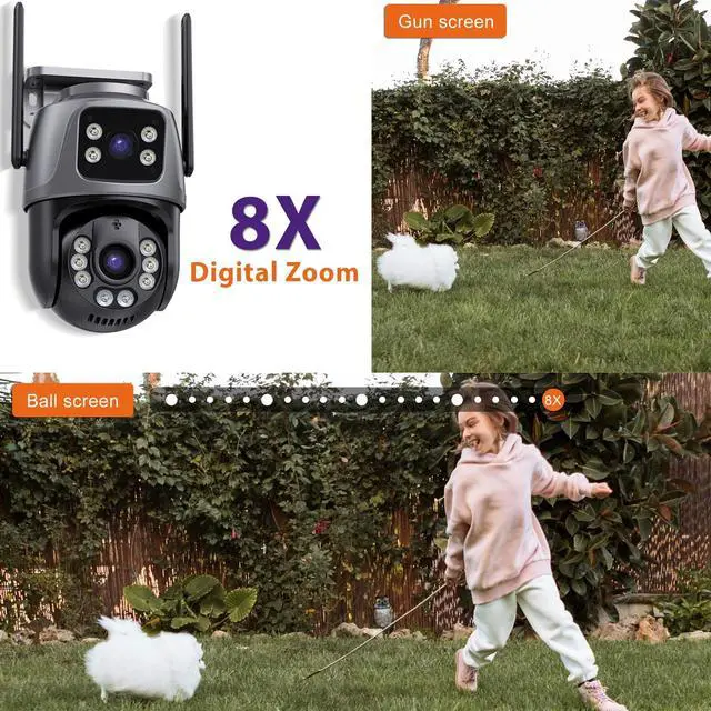 Alt view image 4 of 5 - Security Outside Camera Wireless 2.4G WiFi Home Indoor Security Cameras Dual Lens Linkage 360View 4MP Two-Way Talk,AI Detection,Full-Color Night Vision,Auto Tracking,Light Alarm,24/7 Recording