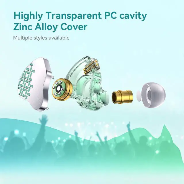 Alt view image 3 of 5 - Kinboofi KBEAR Rosefinch in-Ear Headphone,Noise Cancellation Earphone with Aviation-Grade zinc Alloy faceplate Wired Earbuds Haedphone with Detachable Cable for Singer (Pale Purple, with Microphone)