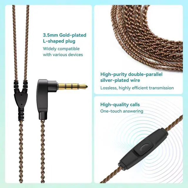 Alt view image 5 of 5 - Kinboofi KBEAR Rosefinch in-Ear Headphone,Noise Cancellation Earphone with Aviation-Grade zinc Alloy faceplate Wired Earbuds Haedphone with Detachable Cable for Singer (Pale Purple, with Microphone)