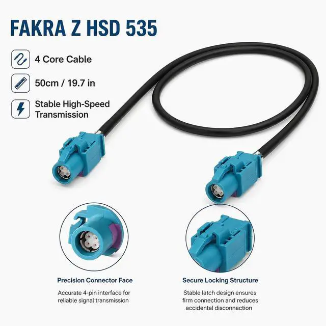 Alt view image 2 of 5 - RedYutou FAKRA Z HSD LVDS 535 Cable 4 Core Universal Video Cable, Car High Speed Transmission RGB Reversing Image Harness 3 ft
