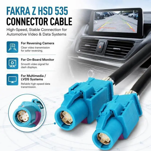 Alt view image 3 of 5 - RedYutou FAKRA Z HSD LVDS 535 Cable 4 Core Universal Video Cable, Car High Speed Transmission RGB Reversing Image Harness 3 ft