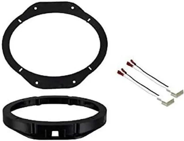 Main image of 6x9 Front Door Car Speaker Install Adapter Mount Bracket Plates and Speaker Wire Connectors: Made for Ford: 2023-2024 F150 F-150 and 2022-2024 F-250/F-350/F-450/F-550