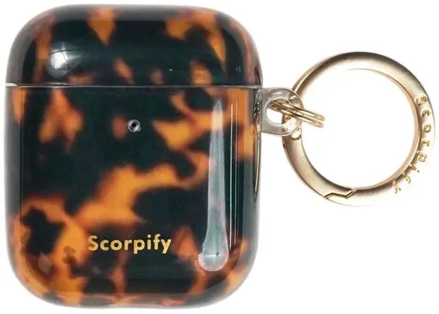 Main image of SCORPIFY for AirPods Case 1 & 2 (1st & 2nd Generation, 2016/2019) with Keychain, Compatible with Apple AirPod 1 & 2, Cute Protective Hard Shell Cover, Earbuds Case for Women - Brown Tortoise Shell