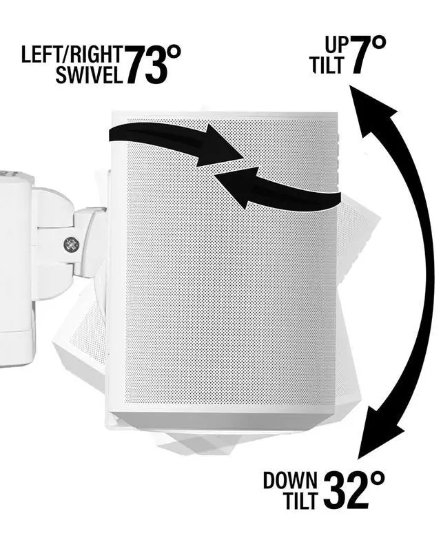 Alt view image 2 of 5 - Sanus Speaker Wall Mounts for Sonos Era 100 Pair - Swivel & Tilt Speaker Mount with Easy 15-Minute Install White, 2-Pack