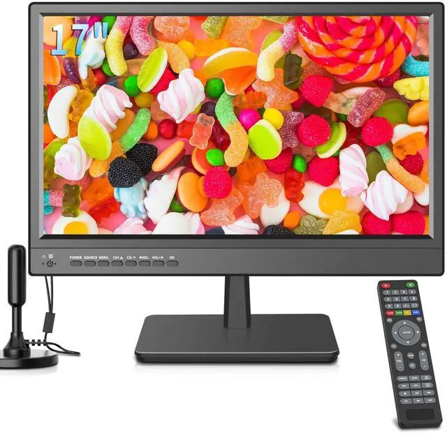Main image of othoig 17 inch TV,Small HD Widescreen LED with Antenna,Digital ATSC Tuner-Free HD Local Channels,HDMI VGA USB Port,12 Volt Charger Cable/AC Power TV for Camping,Caravan and Kitchen