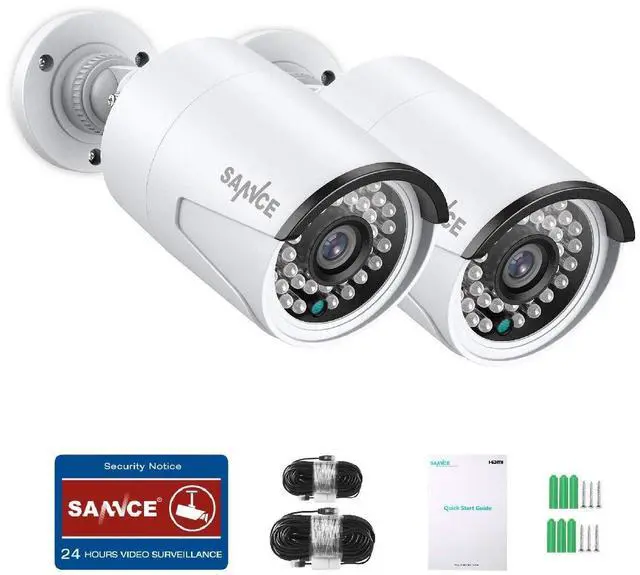 Main image of SANNCE 5MP PoE IP Security Camera for PoE NVR, 2Pcs Outdoor Weatherproof Cameras with Smart IR LEDs, Night Vision, Motion Detection, One-Way Audio, Compatible with Alexa