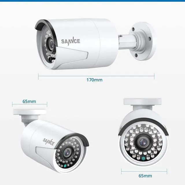 Alt view image 2 of 5 - SANNCE 5MP PoE IP Security Camera for PoE NVR, 2Pcs Outdoor Weatherproof Cameras with Smart IR LEDs, Night Vision, Motion Detection, One-Way Audio, Compatible with Alexa