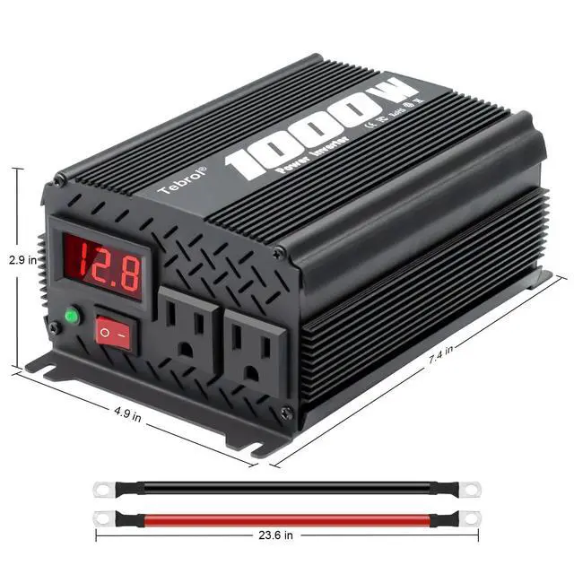 Alt view image 3 of 5 - Tebrol 1000W Power Inverter DC 12V to 110V AC Car Inverter with 4.2A Dual USB Car Adapter
