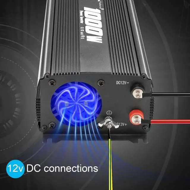 Alt view image 4 of 5 - Tebrol 1000W Power Inverter DC 12V to 110V AC Car Inverter with 4.2A Dual USB Car Adapter