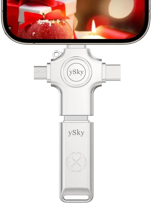 Main image of ySky 128GB 4in1 Photo Stick for iPhone Flash Drive,USB Memory Stick Flash Drive for iPhone/iPad/Android/PC/MAC, External USB C Storage Thumb Drive for iPhone Photo/Video/Contacts Backup