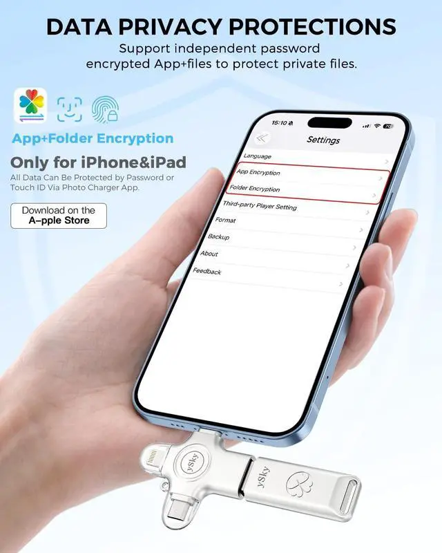 Alt view image 4 of 5 - ySky 128GB 4in1 Photo Stick for iPhone Flash Drive,USB Memory Stick Flash Drive for iPhone/iPad/Android/PC/MAC, External USB C Storage Thumb Drive for iPhone Photo/Video/Contacts Backup