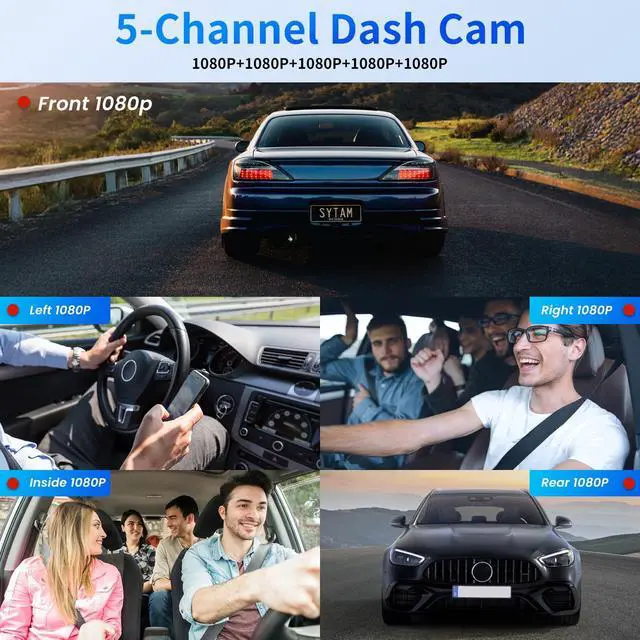 Alt view image 2 of 5 - 5 Channel Dash Cam Car Camera 360 Degree View for Cars Front and Rear Inside Left Right Baby Car Camera,Built-in WiFi APP Control Night Vision,Loop Recording,G-Sensor,24H Parking Mode Monitor