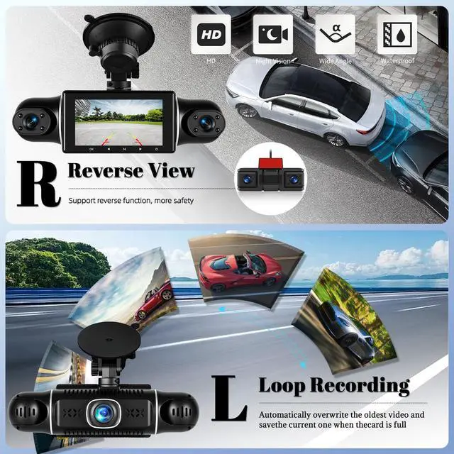 Alt view image 3 of 5 - 5 Channel Dash Cam Car Camera 360 Degree View for Cars Front and Rear Inside Left Right Baby Car Camera,Built-in WiFi APP Control Night Vision,Loop Recording,G-Sensor,24H Parking Mode Monitor