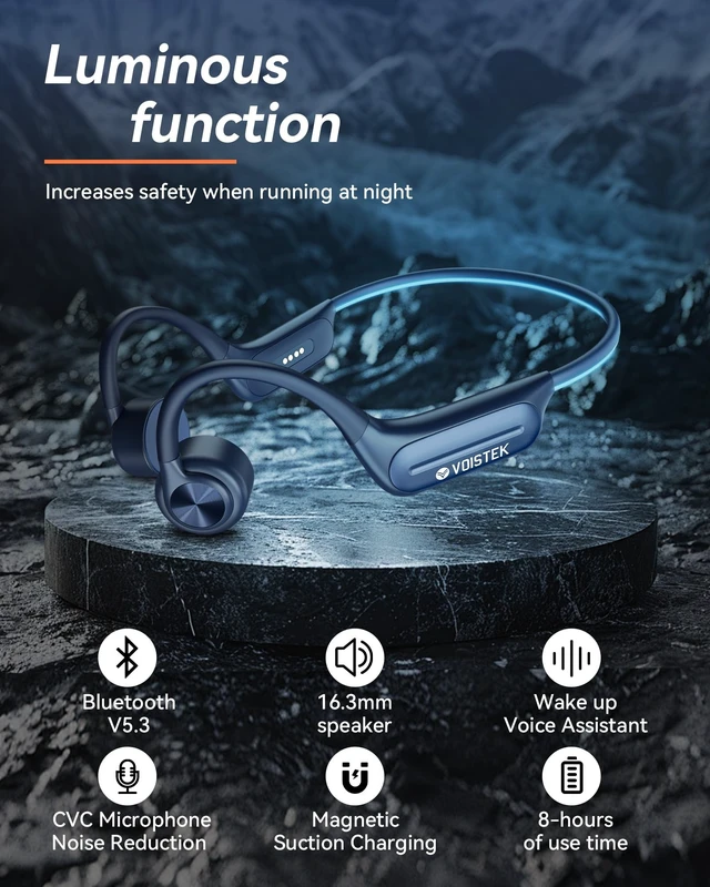 Alt view image 2 of 5 - Voistek Bone Conduction Headphones with 32GB MP3 Player, IP68 Waterproof
