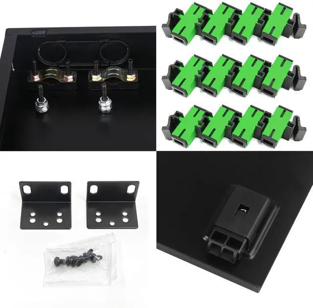 Alt view image 3 of 5 - Duogalia 2-Pack SC-APC 12 Simplex 12 Port Rack Mount Enclosure Box with Splice Tray Singlemode SC-APC Kit (includes 1.2 Meter Pigtail and 12PC Coupler)