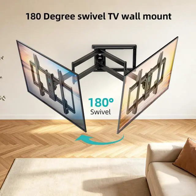 Alt view image 3 of 5 - HCMOUNTING Corner TV Wall Mount Long Arm TV Bracket for 32-80 Inch TVs,Pre-Assembled Full Motion TV Mount with 30.12" Extension & Swivel Articulating Arm & Tilt,Max VESA 600x400mm,Holds up to 110 lbs