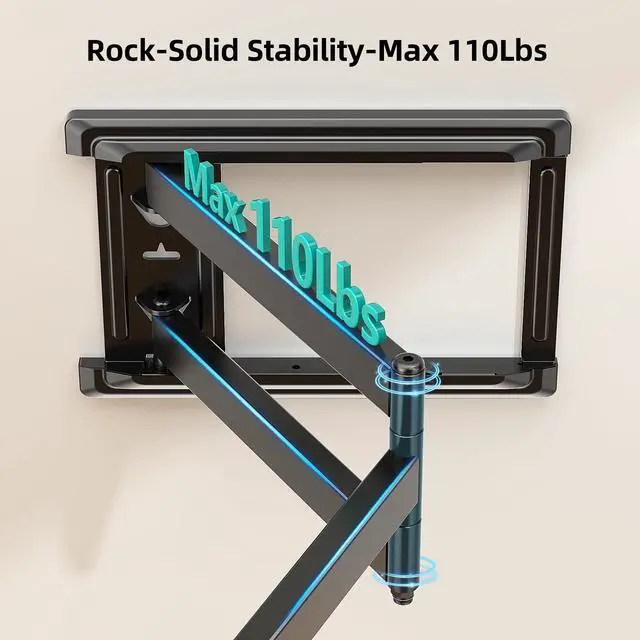Alt view image 5 of 5 - HCMOUNTING Corner TV Wall Mount Long Arm TV Bracket for 32-80 Inch TVs,Pre-Assembled Full Motion TV Mount with 30.12" Extension & Swivel Articulating Arm & Tilt,Max VESA 600x400mm,Holds up to 110 lbs