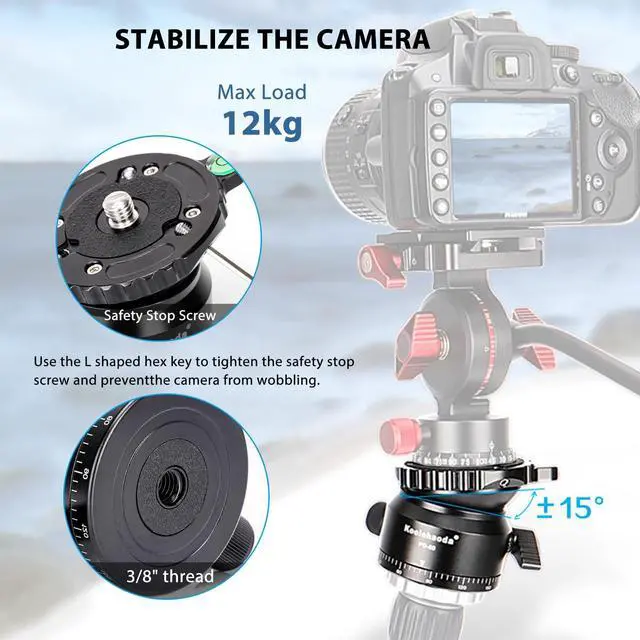Alt view image 4 of 5 - Koolehaoda 66mm Tripod Leveling Base, 15 Half Ball 360 Panoramic