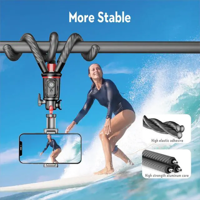 Alt view image 2 of 5 - Fotopro Camera Tripod, Mini Flexible Extendable Tripod Stand with Extension Pole Compatible with Canon Nikon Sony Cameras Phone