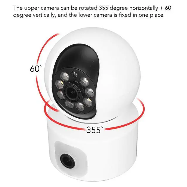 Alt view image 3 of 5 - Indoor Security Camera, 2K Dual Lens Camera with Night Vision and Two-Way Audio, Supports 128GB SD Card and Cloud Storage for Home Monitoring