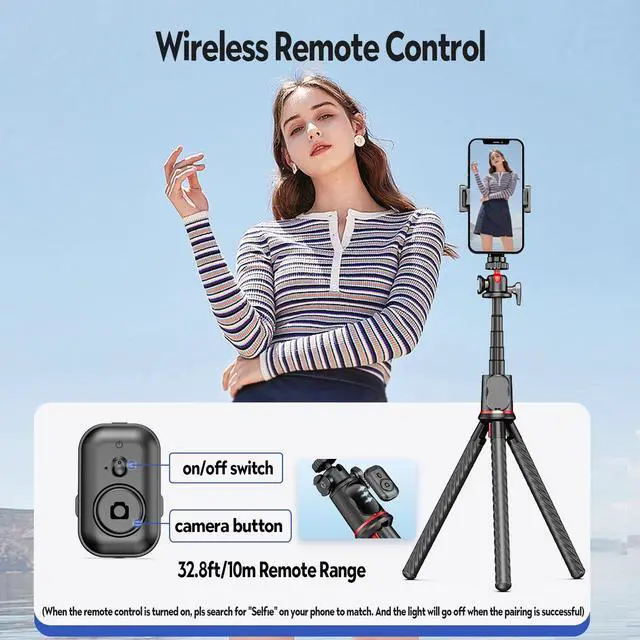 Alt view image 5 of 5 - Fotopro Camera Tripod, Mini Flexible Extendable Tripod Stand with Extension Pole Compatible with Canon Nikon Sony Cameras Phone