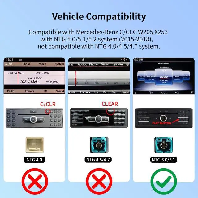 Alt view image 3 of 5 - 12.3Inch Ultra-Narrow Touchscreen Wireless CarPlay Android Auto for Mercedes Benz C/GLC W205 X253 (2015-2018) with NTG5.0/5.1 System, Linux HD Multimedia, OEM System, MirrorLink, Car Radio Rece