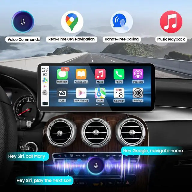 Alt view image 5 of 5 - 12.3Inch Ultra-Narrow Touchscreen Wireless CarPlay Android Auto for Mercedes Benz C/GLC W205 X253 (2015-2018) with NTG5.0/5.1 System, Linux HD Multimedia, OEM System, MirrorLink, Car Radio Rece