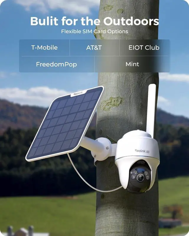 Alt view image 4 of 5 - REOLINK 4K LTE Cellular Security Camera Wireless Outdoor, No WiFi 3G/4G Solar Powered, 360 Auto Tracking AI Detection, Color Night Vision, max. 512G Local Storage, SIM Card Included, Go P