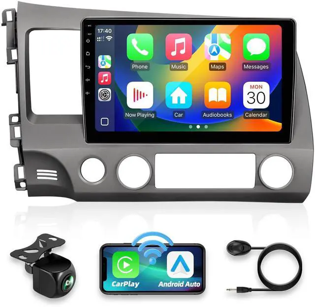 Main image of Crownyu forHonda CIVIC 2006-2011 Radio Compatible with Wirelessly Carplay Android Auto Upgrade Android Car Stereo Bluetooth Navigation GPS TouchScreen FM WiFi Multimedia Player Backup Camera Head Unit