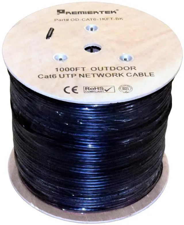 Main image of Outdoor 1000Ft Double Jacket Cat6 23AWG CCA UTP 4-Pairs Premium Network LAN Cable Direct Burial UV Rated Waterproof