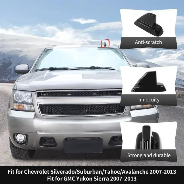 Alt view image 3 of 5 - CheroCar Shark Fin Antenna Base Cover Roof Antenna Cover Trim Decoration for 2007-2013 Chevy Silverado Suburban Tahoe Avalanche GMC Yukon Sierra Exterior Accessories