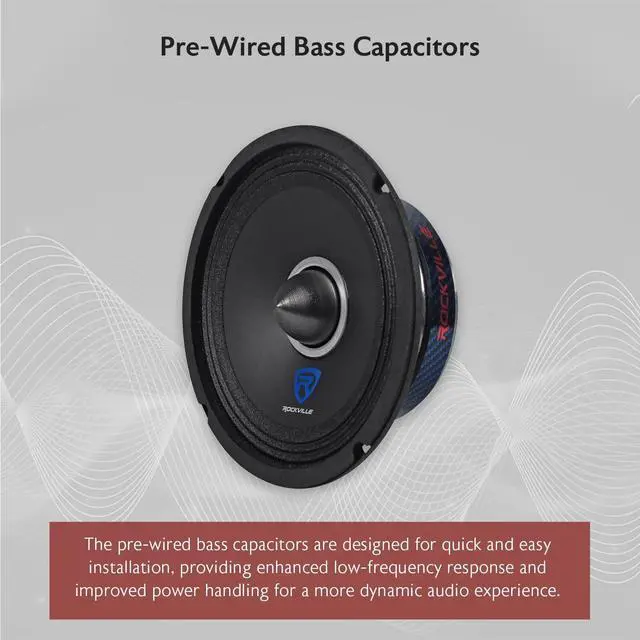 Alt view image 3 of 5 - Rockville RXM64 6.5" Mid-Range Car Speaker, 150W Peak/75W RMS, 4 Ohm, CEA Compliant, Crossover, With Grille, Loud and Clear, Perfect for Car Audio