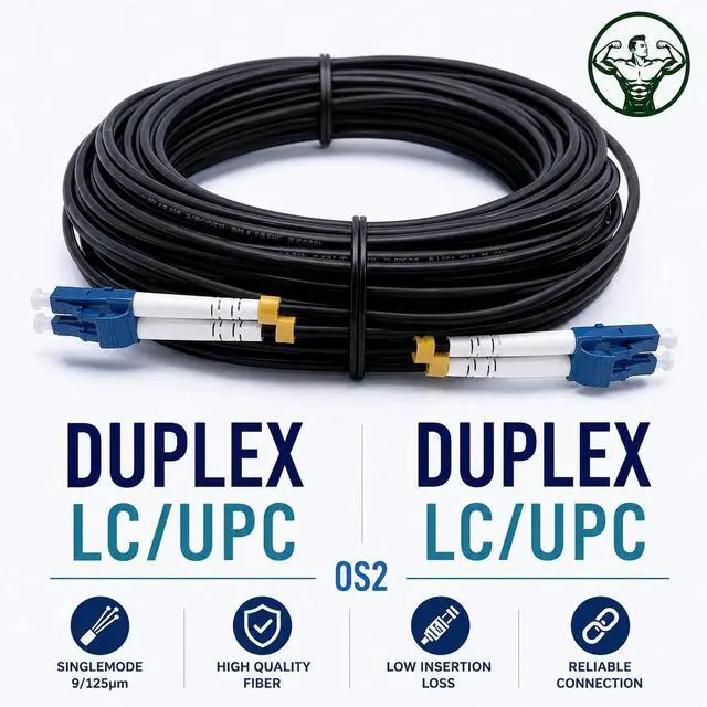 Alt view image 3 of 5 - Elfcam - 300m/984.2ft Outdoor and Indoor Shielded Armored Fiber Optic Cable LC/UPC to LC/UPC OS2 Singlemode Duplex 9/125m LSZH, Black (300M)